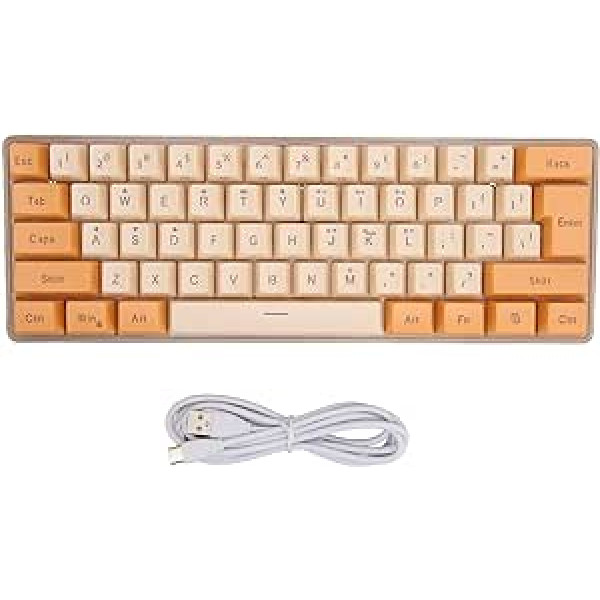 60% Wired Gaming Keyboard, 61 Keys RGB Keyboard for PC, Wired Compact PC Keyboard, Mechanical Gaming Keyboard for Computer (Orange/Beige)