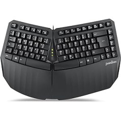 Perixx PERIBOARD-413B maza kompakta vadu ergonomiskā tastatūra ar sadalītu tastatūru, lielu integrētu plaukstas balstu, USB portu, DE QWERTZ izkārtojumu