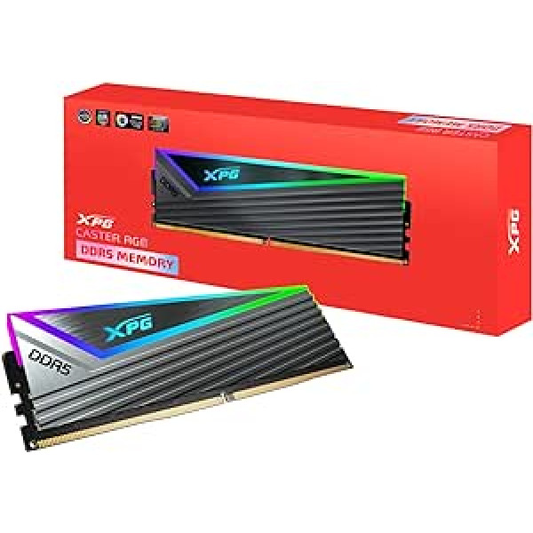 ADATA XPG Caster RGB DDR5 6000MHz 16GB (1x16GB) CL40-40-40 PCS-51200 UDIMM 288-Pin Desktop SDRAM RAM komplekts (AX5U6000C4016G-CCARGY)