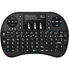 „Rii Mini i8+ Wireless“ (QWERTZ) – mini apšviesta klaviatūra su „Multi-Touch“ pelės kilimėliu, skirta „Smart TV“, mini kompiuteriui, HTPC, kompiuteriniams ir konsoliniams žaidimams