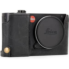 MegaGear Ever Ready Echtleder Kamera-Halbtasche ar Trageriemen un Batteriezugang für Leica TL2, TL Schwarz