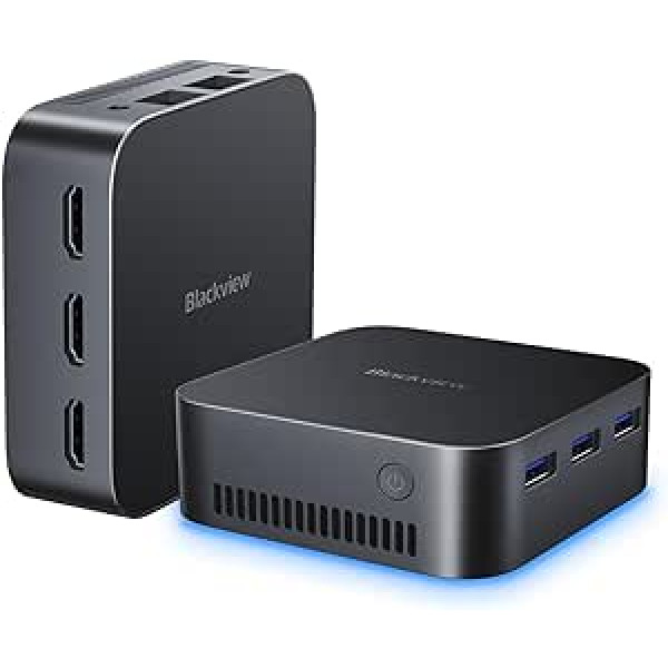 Blackview Mini PC MP80 16GB LPDDR5 RAM 512GB M.2 SSD, Intel 12th Gen N95 (līdz 3.4GHz) dators, 4K UHD galddators Windows 11 Pro, Three HDMI, Gigabit Ethernet, 5G WiFi, biznesa/mājas kinozālei