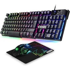 EMPIRE GAMING — 3-in-1 Pack MK800 — Tastiera Gaming QWERTY Italiana RGB 105 Tasti 19 Tasti Anti-Ghosting — Spēļu pele RGB Ergonomico 2400 DPI — Tappetino vienai pelei — PC PS4 PS5 Xbox One/Series Mac