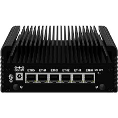 ROUAFWIT Micro Firewall N100 12TH Gen Fanless Mini PC, DDR5 8GB RAM 128GB SSD Router Appliance Computer, Support Pfsense, OPNsense, 6 x 2.5Gbe i226-V Ethernet, TF, Type C, AES-NI