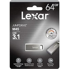 Lexar Jumpdrive 64 GB USB 3.1 Silver Casing 64 GB LJDM45-64GABSL, Silver