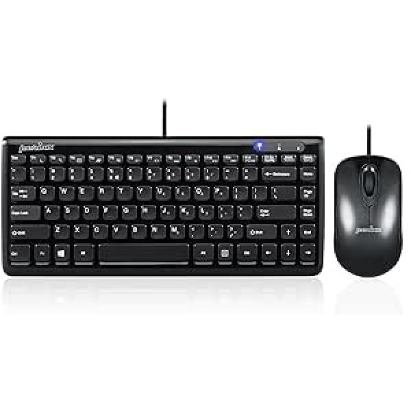 Perixx Periduo-307 Kabelgebundenes Mini-Tastatur und Maus Set, Membran Chiclet-Tasten Klavieres Black, ASV angļu izkārtojums