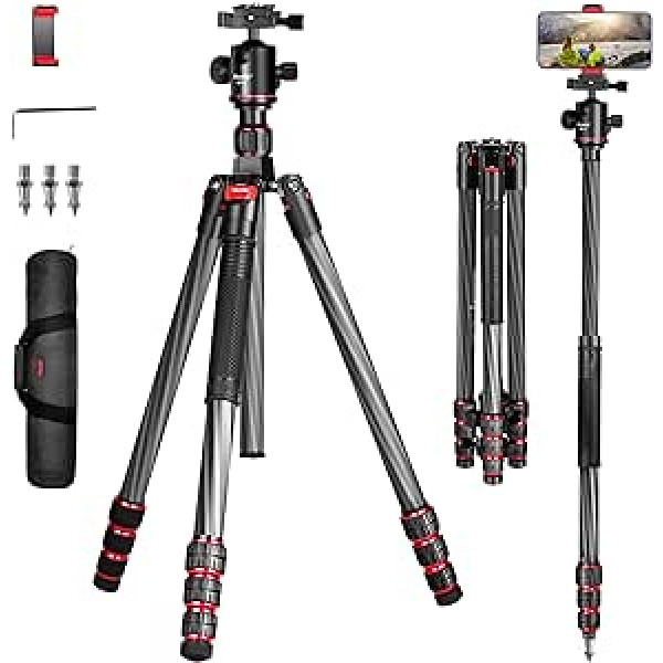 Manbily oglekļa šķiedras kameras statīvs Monopods ar 360° fotografēšanas lodīšu galvu Foto statīvs ar ātri noņemamu plāksni DSLR kamerai Canon Nikon Sony video ierakstītājs 68 collas 172 cm