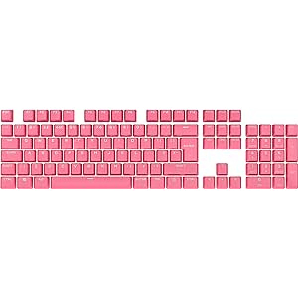 Corsair PBT Double-Shot PRO Keycap Mod Kit (Double-Shot PBT Keycaps, Standard Bottom Row Compatibility, Textured Surface, 1.5 mm Thick Walls with Backlit Font, O-Ring Dampeners Included) Rogue Pink