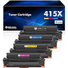 415X 415A be lusto suderinama su HP 415X Multipack Color Laserjet Pro M479fdw M479fnw M479dw M479fdn M454dw M454dn M479 M454 W2030X W2030A W2031X, W2030A W2031X, Black Geltona purpurinė