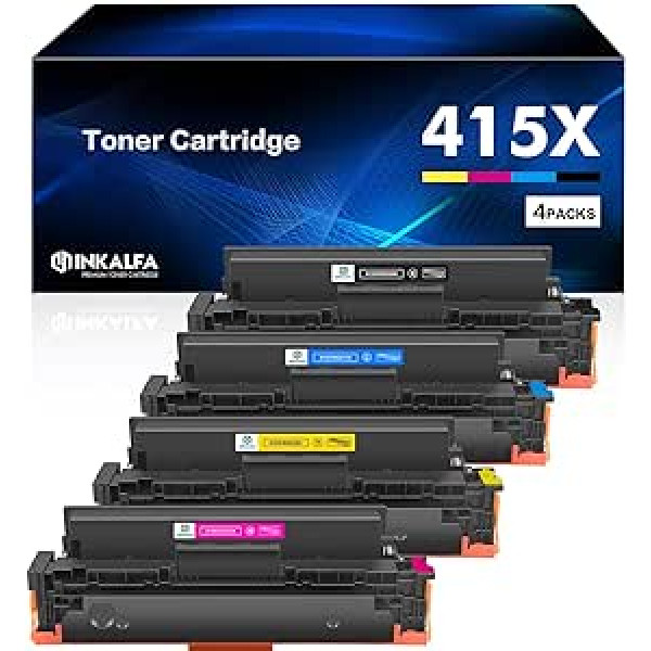 415X 415A be lusto suderinama su HP 415X Multipack Color Laserjet Pro M479fdw M479fnw M479dw M479fdn M454dw M454dn M479 M454 W2030X W2030A W2031X, W2030A W2031X, Black Geltona purpurinė