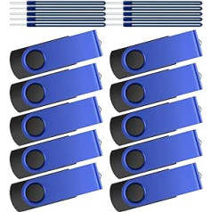 Kepmem USB zibatmiņas karte 2 GB, 10 paka 2 GB USB zibatmiņas diski USB 2.0 atmiņas karte Rotat zibatmiņas disks Zilas atmiņas kartes planšetdatoram, piezīmjdators, klēpjdators MacBook