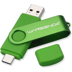 WANSENDA USB C zibatmiņa 256 GB, USB C tipa atmiņas karte OTG USB 3.0 Dual Flash Drive 2-in-1 Memory Stick planšetdatoram, personālajam datoram, MacBook, C tipa Android mobilajam tālrunim (256G, zaļš)