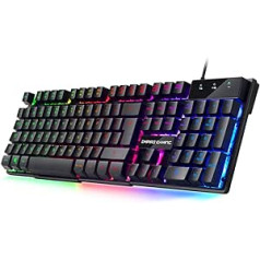 EMPIRE GAMING K300 datora tastatūra — 105 daļēji mehāniski taustiņi, tostarp 19 pretspoguļu taustiņi, 12 multivides karstie taustiņi LED RGB fona apgaismojums