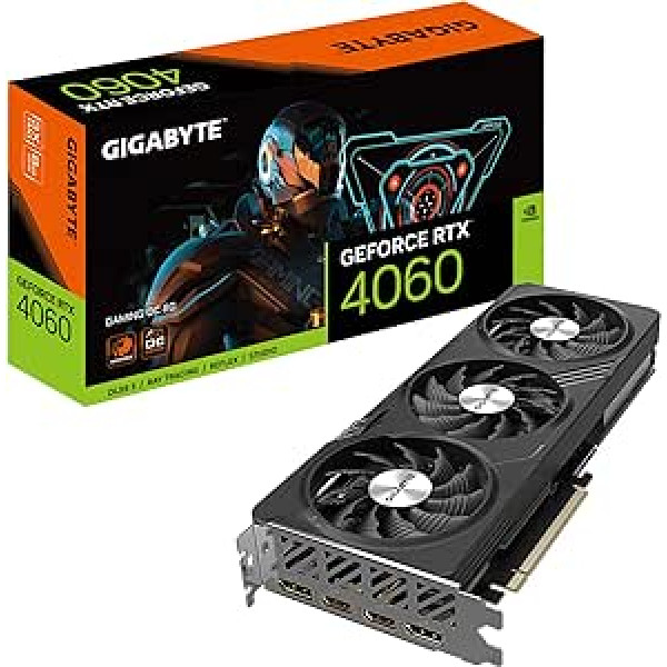 Gigabaitu NVIDIA GeForce RTX 4060 Gaming OC grafikas karte — 8 GB GDDR6, 128 bitu, PCI-E 4.0, 2550 MHz kodola pulkstenis, 2x DP 1.4, 2x HDMI 2.1a, NVIDIA DLSS 3 - GVGMD86