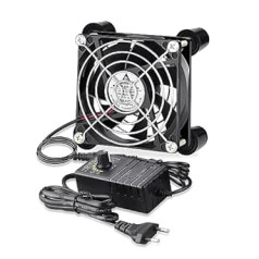 GDSTIME 80 mm Computer Fan with AC Plug 220 V 230 V 80 mm x 25 mm PC Fan Large Air Flow DC 4 V -12 V Adjustable Speed for Laptop