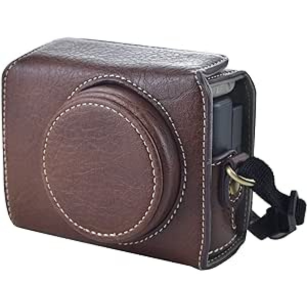 Rieibi ZV1 Case - Vintage PU Leather Camera Case for Sony ZV1 ZV-1 DSLR Camera - Protective Case with Strap, coffee, Camera case