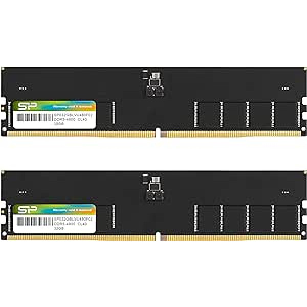 Silicon Power DDR5 64GB (32GB x 2) 4800MHz (PC5-38400) 288-pin CL40 1.1V UDIMM Galddatora RAM datora atmiņa SP064GBLVU480F22