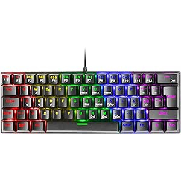 MARSGAMING Gaming MK60 melns, mehāniskā tastatūra FRGB, antighosting, slēdzis mehāniski sarkans, portugāļu valoda, MK60RPT