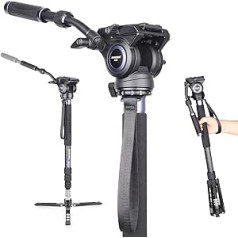 Camera Monopod Kit, INNOREL VM75CK, 182 cm Carbon Fibre Video Monopod Leg with F60 Fluid Head and Tripod Base for DSLR Video Cameras