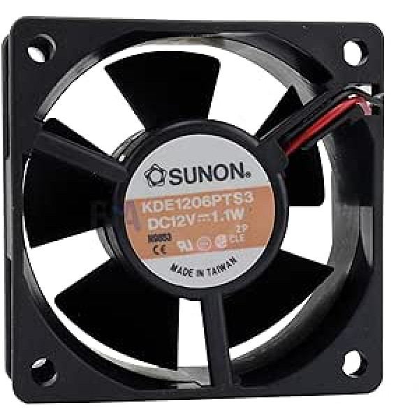 Sunon, 60mm 60 x 60 x 25 KDE1206PTS3 12V DC Air Fan 1.1W 6cm 2 Wire (+/-) Cooling