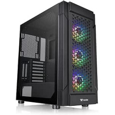 Thermaltake Versa T27 ARGB Black | Vidutinio bokšto ATX kompiuterio dėklas, grūdintas 4 mm stiklo šoninis skydelis ATX juodas, CA-1W2-00M1WN-01