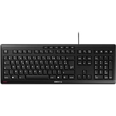 CHERRY Stream tastatūra, vadu tastatūra, franču izkārtojums (Azerty), kluss taustiņu čuksts, unikāla rakstīšanas sajūta, plakans dizains, melns