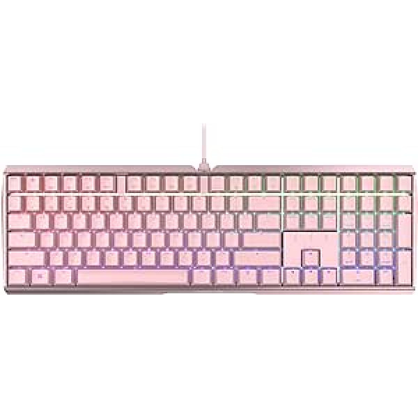 CHERRY MX Board 3.0 S mechaninė žaidimų klaviatūra su RGB apšvietimu, JAV tarptautinis išdėstymas (QWERTY), laidinis, tvirtas aliuminio korpusas, MX RED jungikliai, rožinė