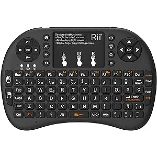 Rii Mini i8+ Wireless (ispanų QWERTY) – mini klaviatūra su jutikliniu skydeliu