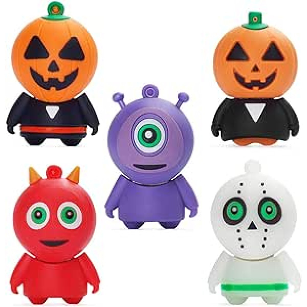 Borlter Clamp 16GB USB Flash Drive 5pcs Halloween Pattern Memory Stick Pen Drive Halloween USB Flash Drive Gifts for Family and Friends