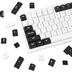 150 klavišų klavišų dangteliai juodai balti minimalistinio ABS CSA profilio Double Shot klasikinis senovinis dizainas, tinkamas mechaninėms klaviatūroms, pritaikytas Cherry MX Switches žaidimų klaviatūrai