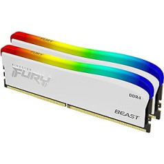 Kingston Fury Beast White RGB Special Edition atmiņa 16GB 3200MT/s DDR4 CL16 DIMM galddatora atmiņas komplekts ar 2 KF432C16BWAK2/16