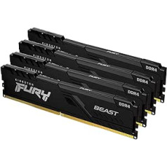 Kingston FURY Beast 128GB (4x32GB) 2666MHz DDR4 CL16 galddatora atmiņas komplekts ar 4 KF426C16BBK4/128