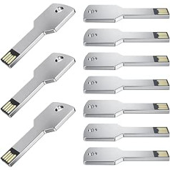 USB Stick 16GB Schlüsselform Speicherstick 10 Stück Uflatek USB 2.0 Flash Drive Silber Metall Flash-Laufwerk Kreativ Wasserdicht Memory Stick Externer Datenstick für Geschenk