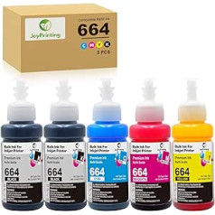 „JoyPrinting Ink T664“ suderinama su „Epson 664“ spalvoto rašalo kasetėmis, skirta „EcoTank ET-2500 ET-2550 ET-2600 ET-2650 ET-4500 ET-14000 L396 L3050 L3060 L3070 L202 L202 L202