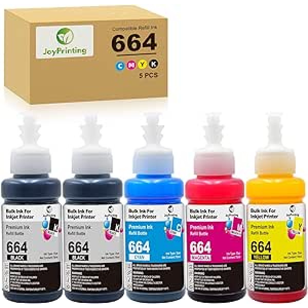 „JoyPrinting Ink T664“ suderinama su „Epson 664“ spalvoto rašalo kasetėmis, skirta „EcoTank ET-2500 ET-2550 ET-2600 ET-2650 ET-4500 ET-14000 L396 L3050 L3060 L3070 L202 L202 L202