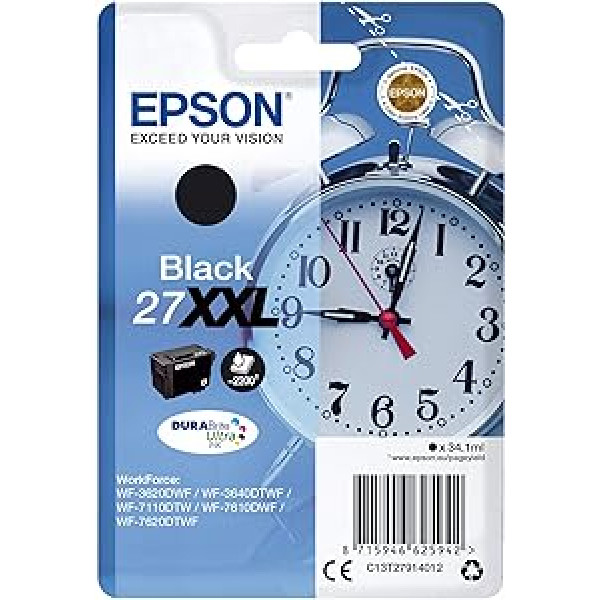 „Epson Genuine Alarm Clock 27“ rašalo kasetės – WF-3620DWF WF-3640DTWF WF-7110DTW WF-7620DTWF WF-7610DWF WF-7720DTWF WF-7715DWF WF-7715DWF WF21077