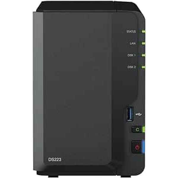 Synology DS223 2-bay Diskstation NAS (Realtek RTD1619B četrkodolu 2GB RAM 1xRJ-45 1GbE LAN ports) komplekts ar 2 x 6TB WD RED Plus HDD WD60EFZX - 68B3FN0