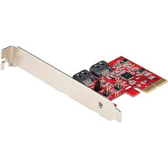 StarTech.com 2 portu PCIe SATA RAID kontrolieris — PCIe SATA aparatūras RAID kontrolieris — PCIe cietie diski/SSD RAID kontrolieris/karte — pilna/zema profila rāmis — ASM1062R SATA RAID (2P6GR-PCIE-SATA-CARD)