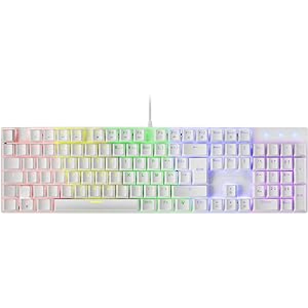 Mars Gaming MK422 Balts, Mehāniskā spēļu tastatūra RGB, Antighosting, Mehāniskais slēdzis zils, franču