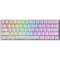 GK61 Hot Swap mechaninė žaidimų klaviatūra – 61 klavišų įvairiaspalvis RGB LED foninis apšvietimas, skirtas PC / Mac grotuvams (Gateron optinis sidabras, baltas)