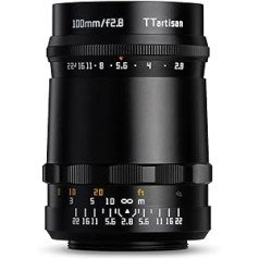 TTTartisan 100 mm F2.8 (Bubble Bokeh) metāla korpusa objektīvs, kas saderīgs ar Leica M stiprinājumu — melns