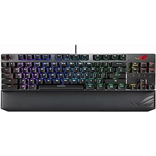 Asus ROG Strix Scope NX TKL Deluxe 80% USB Mechanical Keyboard, ROG NX Switch, Red, RGB, ABS Keys, Removable USB Cable, Xcurrate CTRL, Stealth Button, Palm Rest, Macro, Layout Italy