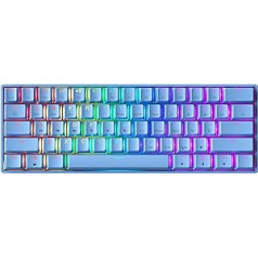 GK61 Hot-Swap mehāniskā spēļu tastatūra — 61 taustiņu daudzkrāsains RGB LED fona apgaismojums PC/Mac atskaņotājiem (Gateron Optical Blue, Blue)