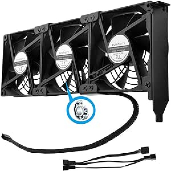 euroharry Grafikas kartes ventilators 3 x 92 mm PWM ventilators, PCI turētāja dzesētājs - GPU ventilators, atbalsta 5 V, 7 V, 12 V, atbalsta mātesplates Sys_Fan saskarne