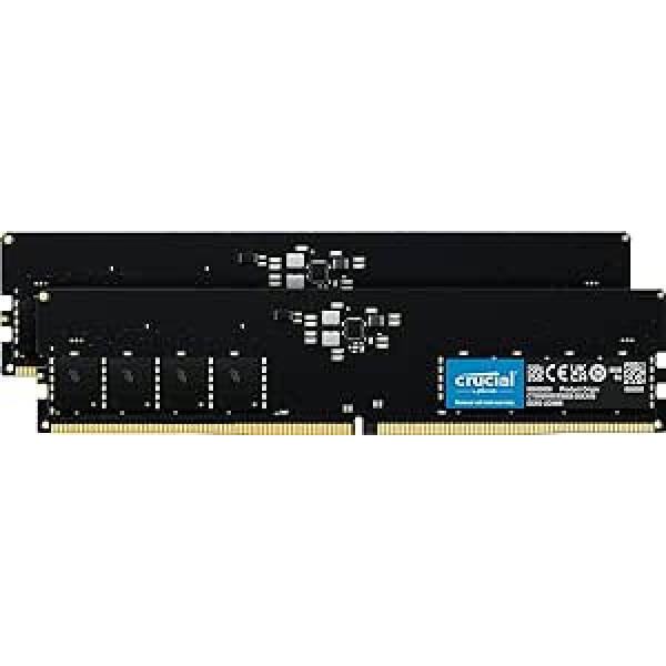 Svarīgs RAM 16 GB komplekts (2 x 8 GB) DDR5 5600 MHz (vai 5200 MHz vai 4800 MHz) galddatora darba atmiņa CT2K8G56C46U5