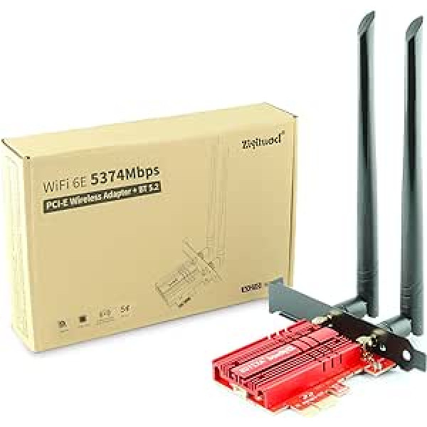 Ziyituod WiFi 6E Bluetooth 5.2 PCIe WLAN karte Intel AX210 5400Mbit/s WLAN tīkla kartes adapteris, trīsjoslas (6 GHz / 5 GHz / 2,4 GHz), OFDMA, MU-MIMO, īpaši zems latentums, Windows 11/10 (64 biti)