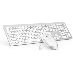 Belaidė klaviatūra ir pelė viso dydžio plona, plona belaidė klaviatūra pelė 2.4G stabilus ryšys Reguliuojamas DPI su skaitine klaviatūra