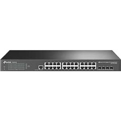 TP-Link TL-SG3428 24-Port Gigabit L2 Managed Network LAN Switch with 4 SFP Slots (19 Inch Rack Mounting, Central Cloud Management, Omada SDN, IPv6, QoS, IGMP, LAN) Black, Business Network