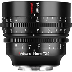 7artisans 14 mm T2.9 pilna kadra 114° platleņķa objektīvs, saderīgs ar Cannon EOS-R, RED, EOS-R3, EOS-R5, EOS-R6, EOS-RP, melns