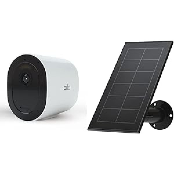 Arlo Go 2 bezvadu mobilā drošības kamera, iekštelpu/āra, HD, LTE, laikapstākļu izturīga, balti un sertificēti aksesuāri, saules panelis (izturīgs pret laikapstākļiem, 2,44 m magnētiskais uzlādes kabelis) VMA5600B